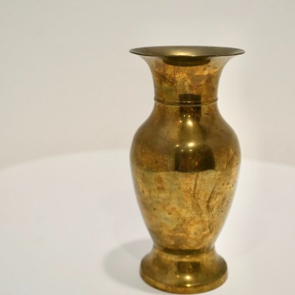 Vintage Decorative Brass Flower Vase | Boho Home Decor - Picture 2 of 10